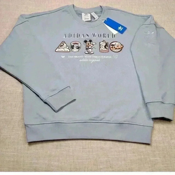 NWT ADIDAS LOOSE DISNEY astronauts outer space SWEATSHIRT in dusty blue - Picture 5 of 11